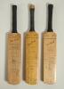 Pakistan tours to England 1954, 1962 and 1967. Three miniature replica &lsquo;Extra Special&rsquo; bats by G. Warsop & Sons, Marylebone, covering Test matches played at Lords. All three bats with maker&rsquo;s names to shoulders, two with &lsquo;Warsop&rsquo; stamped to the top of the