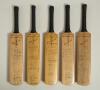 South Africa and New Zealand tours to England 1951-1958. Five miniature replica &lsquo;Extra Special&rsquo; bats by G. Warsop & Sons, Marylebone. Three cover South Africa tours to England 1951 and 1955, and two from the New Zealand tour of 1958. All five bats with ma