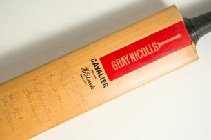 England 1982. Gray Nicolls &lsquo;Cavalier. Phil Edmonds autograph&rsquo; cricket bat signed in ink to the front by twelve members of the England team. Signatures are Willis (Captain), Gower, Edmonds, Taylor, Allott, Pringle, Tavare, Cook, Lamb, Randall, Botham and M