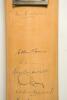 &lsquo;Australian Test Captains 1936 to 1992&rsquo;. Full size cricket bat with printed heading to top and players printed names running down the back of the bat from Don Bradman down to Allan Border. The bat signed by Bradman, Hassett, Morris, Johnson, Lindwall, Cra - 2