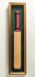 &lsquo;Australian & England Test players&rsquo;. Miniature cricket bat signed by twelve players, signatures are Bradman, Morris, McDonald, Archer, Davidson, G. Chappell, E&A Bedser, Keith Miller and Harvey. All of the signatures are legible but &lsquo;light&rsquo; faded and hav