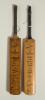 India tours to England 1946 and 1959. Two Gunn & Moore &lsquo;William Gunn Autograph&rsquo; miniature cricket bats with printed signatures of India touring teams for the 1946 and 1959 tours. Each measures approx. 11.5&rdquo;. Tape repair to the handle of the 1959 bat, othe