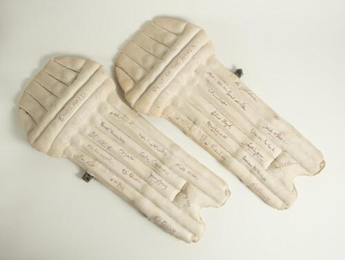 England v Rest of the World 1970. A pair of Gunn & Moore cricket wicket-keeping pads, one signed in ink to the front by the England team, the other by fourteen members of the Rest of the World team for the 2nd &lsquo;Test&rsquo; played at Trent Bridge, 2nd- 7th July 