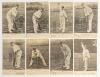 Australian Test cricketers early 1900s. Eight Wrench Series mono postcards, each depicting an Australian cricketer at the wicket in various poses. Players are Clem Hill (series no. 1392), J. Darling (no. 1393), W.P. Howell (no. 1394), M.A. Noble (no. 1395
