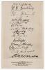 &lsquo;Australia 1921&rsquo;. &lsquo;Photo reproduction of Autograph Signatures of the Captain and Members of the Australian Cricketers who played in the 2nd Test Match at Lord&rsquo;s Ground 11th-14th of June 1921&rsquo;. Very rare mono postcard depicting the signatures of the Austra