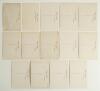 Australia tour to England 1930. Fourteen sepia real photograph postcards, each depicting an individual member of the Australian touring party in various cricketing poses, some head and shoulders. Printed title &lsquo;Australian Test Team&rsquo; and player&rsquo;s name to l - 2