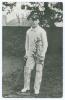 Albert John Young Hopkins. New South Wales & Australia 1896-1915. Early original mono postcard of Hopkins standing full length wearing cricket attire, Australia Test cap and leaning on his bat. Very nicely signed in black ink by Hopkins to the image. Prin