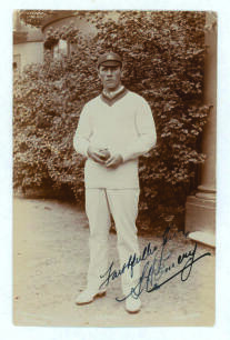 Sidney Hand Emery. New South Wales & Australia 1908-1913. Excellent sepia real photograph postcard of Emery, full length, wearing Australian sweater and cap and taken on the 1912 Australian tour of England for the Triangular Series with England and South 