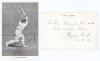 Charles George Macartney. New South Wales & Australia 1905-1926. Mono plain back postcard of Macartney playing an expansive drive with printed facsimile signature to front. To verso a presentation inscription from Macartney &lsquo;To Tom Glossop Jnr with best w