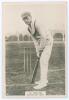 Herbert Leslie Collins. New South Wales & Australia 1909-1926. Phillips &lsquo;Pinnace&rsquo; premium issue cabinet size mono plain back real photograph trade card of Collins, full length in batting pose at the wicket, taken at Lord&rsquo;s. No. 9.C. Printed title to lower