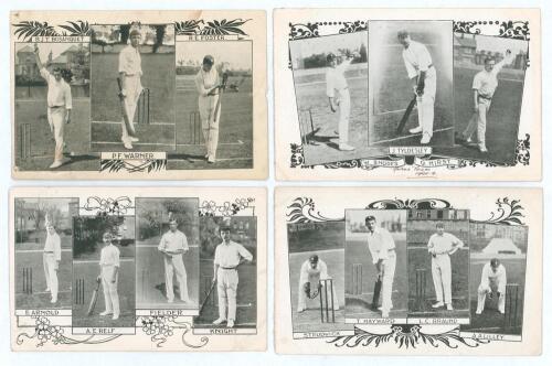 The Ashes. M.C.C. tour to Australia 1903/04. Four Star Series mono postcards featuring members of the M.C.C. touring party. Cards feature Warner, Bosanquet & Foster (staining and pin holes), Tyldesley, Rhodes & Hirst (annotated to front &lsquo;Ashes Team 1903-4
