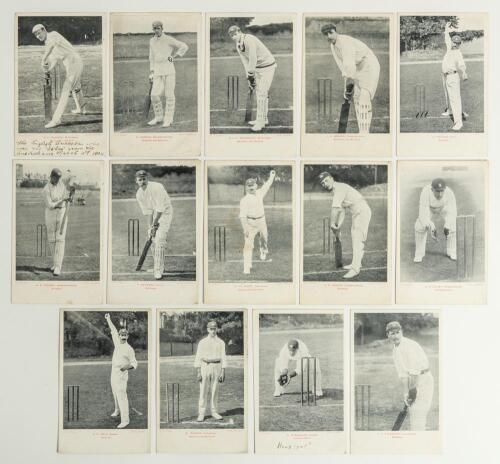 M.C.C. tour to Australia, 1903/04. Full set of fourteen mono postcards of the &ldquo;Warner&rsquo;s Team Series&rdquo; published by John Walker & Co., London. Postcards are Warner (Captain), Arnold, Bosanquet, Braund, Fielder, Foster, Hayward, Hirst, Knight, Lilley, Relf, 