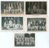 England Test teams 1905-1909. Five early mono/ sepia postcards of England teams of the period. Postcards/ teams are 1905 v Australia, printed postcard by Rosemont Photo, Leeds. Two similar of the team v South Africa 1907, one a real photograph postcard by