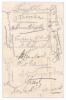 South Africa tour to England 1907. Mono postcard of the South African touring party seated and standing in rows wearing cricket attire, blazers etc. Printed title and players&rsquo; names to lower edge. Postcard by F. Bustin of Bristol. Signed in pencil (two in - 2