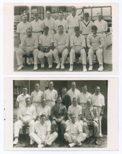 Derbyshire C.C.C. mid 1930s. Two sepia real photograph plain back postcards of Derbyshire teams of the 1930s, the players seated and standing in rows wearing cricket attire. Players include Arthur Richardson, Stan Worthington, Tommy Mitchell, Alf and Geor