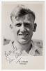 Donald John &lsquo;Don&rsquo; Ward. Glamorgan 1954-1962. Mono real photograph postcard of Ward, head and shoulders wearing cricket attire. Nicely signed in blue biro to the photograph &lsquo;Best wishes, Don Ward&rsquo;. Sporting Handbooks Ltd., London. Postally unused. Minor mo