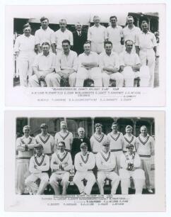 Gloucestershire C.C.C. 1948 & 1949. Two mono plain back postcards of the Gloucestershire teams of 1948 and 1949, the players seated and standing in rows wearing cricket attire. Printed title and players&rsquo; names to lower border. Both with official stamp to 