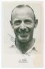 Cecil &lsquo;Sam&rsquo; Cook. Gloucestershire & England 1946-1964. Mono real photograph postcard of Cook, head and shoulders wearing cricket attire. Nicely signed in blue ink to the photograph &lsquo;C. Cook&rsquo;. Sporting Handbooks Ltd., London. Postally unused. Some staining