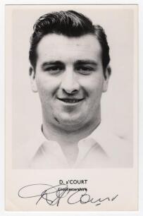 Dennis George A&rsquo;Court. Gloucestershire 1960-1963. Mono real photograph plain back postcard of A&rsquo;Court, head and shoulders wearing cricket attire. Nicely signed in black ink to the lower margin &lsquo;D. A&rsquo;Court&rsquo;, printed title below. Publisher unknown. Postally