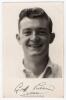 Geoffrey &lsquo;Geoff&rsquo; Pullar. Lancashire, Gloucestershire & England 1954-1969. Mono real photograph plain back postcard of Pullar, head and shoulders wearing cricket attire. Nicely signed in black ink to the lower margin &lsquo;Geoff Pullar&rsquo;, typed title below. Publ