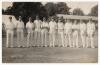 Hampshire C.C.C. 1914. Mono real photograph postcard of the Hampshire team, taken at Bournemouth, believed to be the team for the matches v Lancashire, Essex and Kent, 24th August to 2nd September 1914. Bournemouth View Co Ltd. A rarer postcard. G/VG