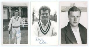 Hampshire C.C.C. Two original mono real photograph plain back postcards, one of Colin Ingleby-Mackenzie (Hampshire 1951-1965) walking out to bat, the other a head and shoulders player portrait of Robert Cottam (Hampshire, Northamptonshire & England 1963-1