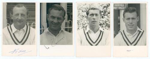 Hampshire C.C.C. Four similar player portrait real photograph plain back postcards. Players featured are Arthur George Holt (Hampshire 1935-1948), Victor Henry Douglas Cannings (Warwickshire & Hampshire 1947-1950), both signed to the front by the featured
