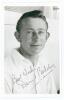 Dennis Oliver Baldry. Middlesex & Hampshire 1953-1962. Mono real photograph plain back postcard of Baldry, head and shoulders wearing cricket attire. Nicely signed in black biro by Baldry. Official stamp for A. Wilkes & Son, West Bromwich to verso. Very g