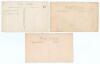Hampshire C.C.C. 1920s. Three original mono real photograph postcards of Hampshire batsmen. One depicts W.H. Livsey and W.R. Shirley standing together leaning on their bats, annotated in pencil to verso for the match v Surrey, 25th- 27th July 1923 at Bour - 2