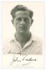 John Frederick Pretlove. Cambridge University & Kent 1954-1968. Mono real photograph plain back postcard of Pretlove, head and shoulders wearing cricket attire. Nicely signed in black ink to the lower margin, &lsquo;Sincerely, John Pretlove&rsquo;. Typed title &lsquo;J.F. 