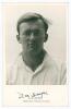 David Michael Sayer. Kent & Oxford University 1955-1976. Mono real photograph plain back postcard of Sayer, head and shoulders wearing cricket attire. Nicely signed in black ink to lower margin, &lsquo;D.M. Sayer&rsquo;. Typed title &lsquo;D.M. Sayer, Oxford University&rsquo;. G