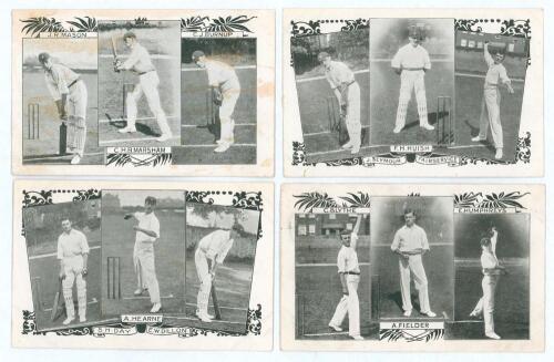 Kent C.C.C. c.1904. Four Star Series mono postcards featuring members of the Kent team. Cards feature Marsham, Mason & Burnup, Huish, Seymour & Fairservice, Hearne, Day & Dillon, and Blythe, Fielder & Humphreys. One postmarked 1904, others postally unused