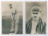 Lancashire C.C.C. Two Godfrey Phillips &lsquo;Pinnace&rsquo; premium issue cabinet size mono real photograph plain back trade cards of [B.] Blomley (Lancashire 1903-1922), head and shoulders wearing cap and blazer, no. 151.C and M.N. Kenyon (Lancashire 1919-1925) in 
