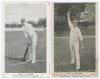 Sydney Francis Barnes. Warwickshire, Lancashire, Wales & England 1894-1930. Two mono postcards of Barnes, one in batting pose with printed title &lsquo;Sid. F. Barnes, McLaren&rsquo;s Anglo-Australian XI, 1901-2. Staffs County C.C. & Porthill C.C.&rsquo;, the other in bowl