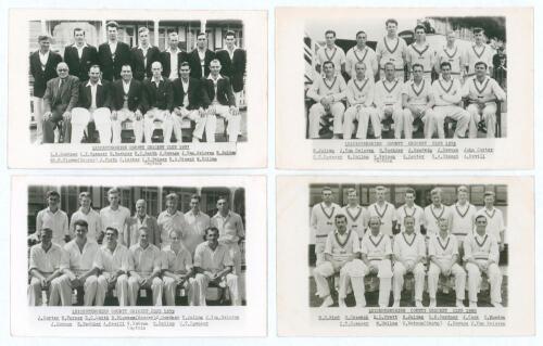 Leicestershire C.C.C. 1957-1960. Four original mono real photograph postcards of Leicestershire teams for seasons 1957, 1958, 1959 & 1960, the players seated and standing in rows wearing cricket attire. All postcards with printed title and players&rsquo; names 