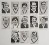 Leicestershire C.C.C. 1975. Thirteen original mono Club issue player portrait plain back postcards of Leicestershire players, each signed to the front by the featured player. Signatures are Graham McKenzie, Jack Birkenshaw, Norman McVicker, Ray Illingwort