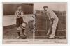 Elias Henry &lsquo;Patsy&rsquo; Hendren. Middlesex C.C.C., Brentford F.C. & England. Sepia postcard of Hendren in both cricket attire and football attire. Nicely signed to face by Hendren in ink. Printed titles to lower border. Published by Wakefields, Ealing. Postal