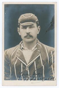 William Henry &lsquo;Bill&rsquo; Lockwood. Nottinghamshire, Surrey & England 1886-1904. Mono real photograph postcard of Lockwood, head and shoulders in cap and blazer. Nicely signed in black ink, &lsquo;Yours truly, W.H. Lockwood&rsquo;. Printed title &lsquo;W.H. Lockwood&rsquo;. Rotary se