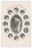 &lsquo;Notts County Cricketers 1924&rsquo;. Unusual mono real photograph postcard with captain A.W. Carr in oval to centre surrounded by cameo roundels of twelve other Nottinghamshire players, each with name printed below. Players are J. Gunn, Oates, Richmond, Matthe