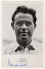 Norman Wilfred Hill. Nottinghamshire 1953-1968. Mono real photograph postcard of Hill, head and shoulders wearing cricket attire. Nicely signed in blue biro to lower margin &lsquo;Norman Hill&rsquo;. Sporting Handbooks Ltd., London. Postally unused. Very good conditi