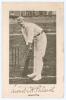 Lionel Charles Hamilton Palairet. Oxford University, Somerset & England 1890-1909. Mono postcard of Palairet in batting pose at the wicket. Beautifully signed in black ink to the lower margin &lsquo;Lionel C.H. Palairet&rsquo;. Printed title &lsquo;Mr. L.C.H. Palairet&rsquo;. Wr