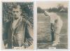 Surrey C.C.C. Two Godfrey Phillips &lsquo;Pinnace&rsquo; premium issue cabinet size mono real photograph plain back trade cards of [J.]W. Hitch (Surrey & England 1907-1925), half length wearing M.C.C. touring blazer, no. 18.C, and [H.]A. Peach (Surrey 1919-1931) in b