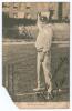 Walter Scott Lees. Surrey, London County & England 1896-1911. Early original mono postcard of Lees standing full length wearing cricket attire and Surrey cap in bowling pose at the wicket. Nicely signed in black ink &lsquo;Yours sincerely W. Lees&rsquo; to the image.