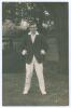Dick Stanley Richards. Sussex 1927-1935. Early mono real photograph postcard of Richards standing full length wearing cricket attire and blazer. Signed in ink to the photograph &lsquo;D.S. Richards&rsquo;. Blind embossed stamp for Nias of Brighton to lower right corn