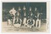 &lsquo;Yorkshire Team 1903&rsquo;. Early sepia real photograph postcard of the 1903 Yorkshire team seated and standing in rows wearing Yorkshire blazers and caps. Signed in ink to the photograph and border by three of the featured players. Signatures are F. Stanley J