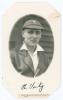 Hedley Verity. Yorkshire & England, 1930-39. Original mono real photograph postcard of Verity depicted head and shoulders in cameo wearing cricket attire and Yorkshire cap. Very nicely signed in ink below the image by Verity. Thin paper strip attached to 