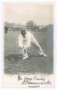 John Tunnicliffe. Yorkshire 1891-1907. Mono real photograph postcard of Tunnicliffe catching a low ball, wearing Yorkshire cap. Very nicely signed in black ink to lower border &lsquo;Yrs Very Truly, J. Tunnicliffe&rsquo;. Printed title &lsquo;Tunnicliffe (Yorkshire) &ldquo;Caugh