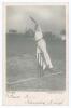 Schofield Haigh. Yorkshire & England 1895-1913. Mono real photograph postcard of Haigh full length in bowling pose. Nicely signed in black ink to lower border &lsquo;Yours truly, Schofield Haigh&rsquo;. Printed title &lsquo;Haigh (Yorkshire) &ldquo;Yorkshire Style&rdquo;&rsquo;. Hartmann se