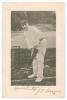 John Thomas &lsquo;Jack&rsquo; Brown. Yorkshire & England 1889-1904. Early original mono postcard of Brown standing full length at the wicket in batting pose, wearing Yorkshire cap. Signed in black ink to lower margin &lsquo;Yours truly, J.T. Brown&rsquo;. Wrench Series no. 1386