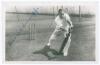 Herbert Sutcliffe. Yorkshire & England 1919-1945. Mono real photograph postcard of Sutcliffe in batting pose in the nets, very nicely signed in blue ink to the photograph. Publisher unknown. Postally unused. Very good condition. An excellent image.